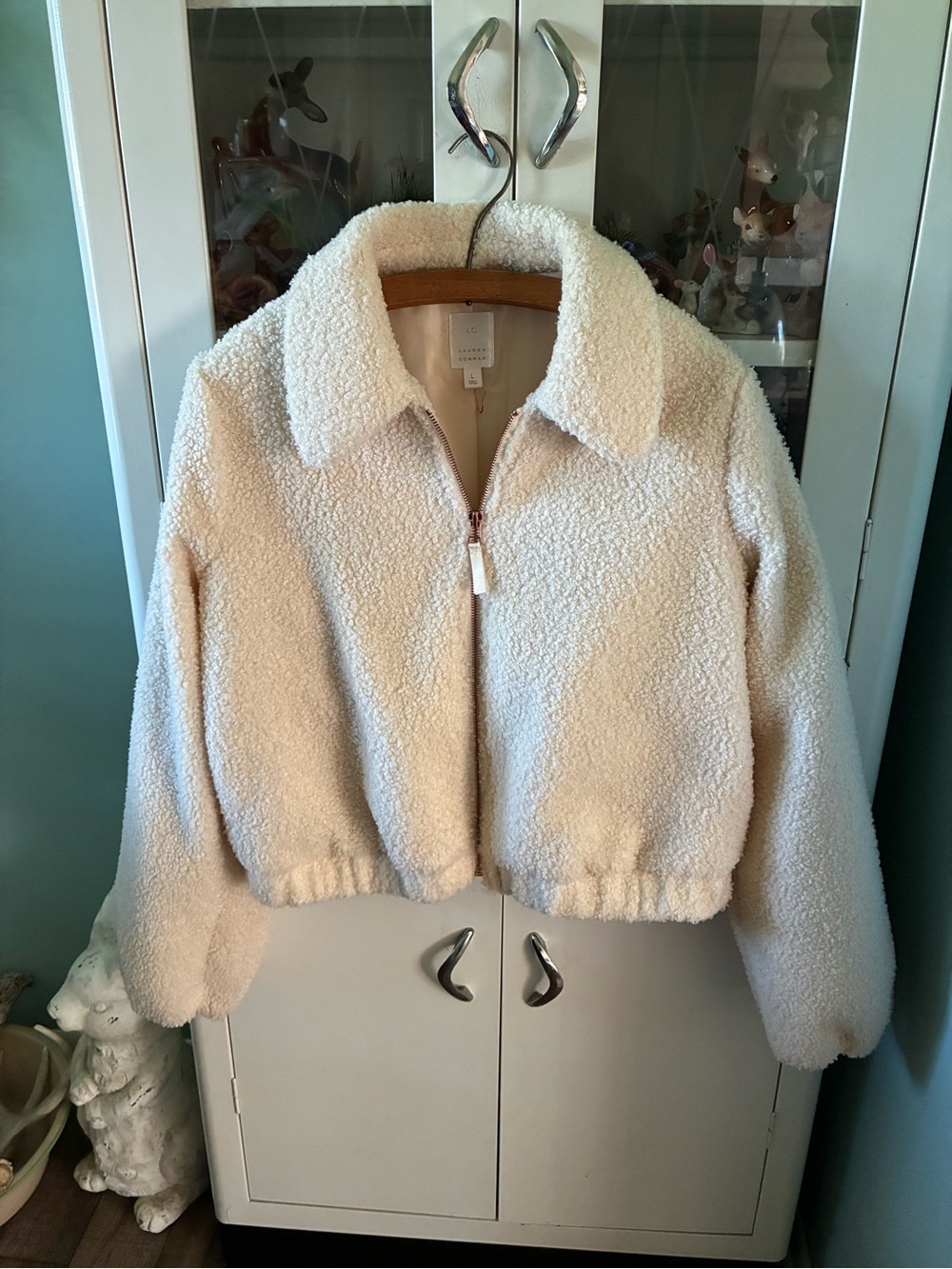 LC Lauren Conrad said L Cozy Cream Sherpa Zip Jacket nwot